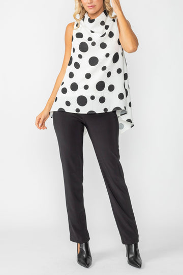 White High Neck Cowl Neck Top